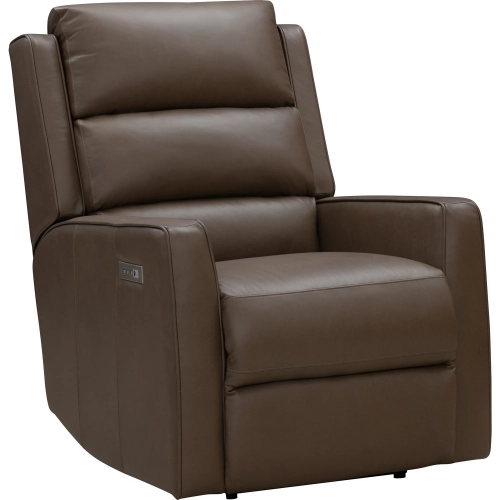 Kaleb Big & Tall Power Recliner with Power Headrest & Lumbar in Taupe Neutral Top-Grain Leather